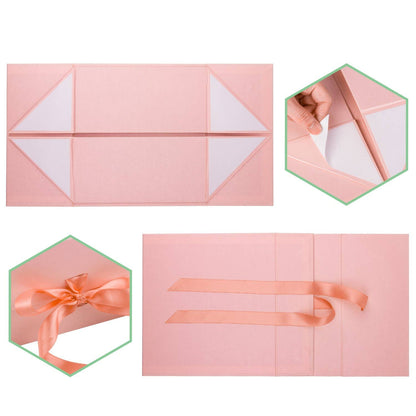 Collapsible Gift Box with Satin Ribbon and Magnetic Lid