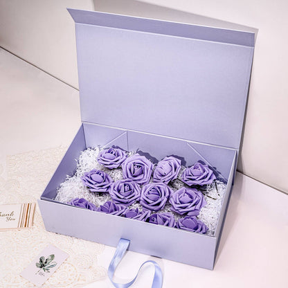 Collapsible Gift Box with Satin Ribbon and Magnetic Lid