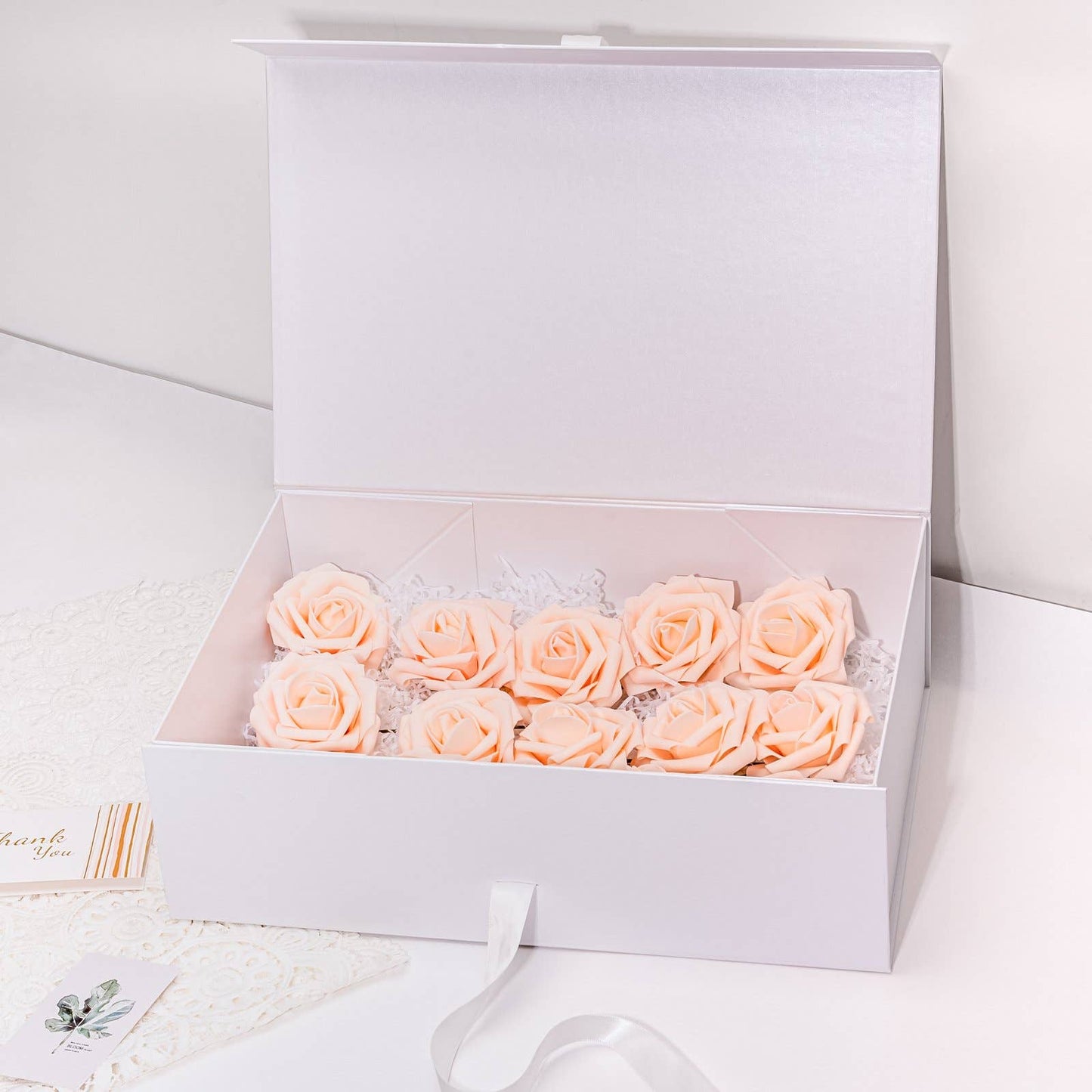 Collapsible Gift Box with Satin Ribbon and Magnetic Lid